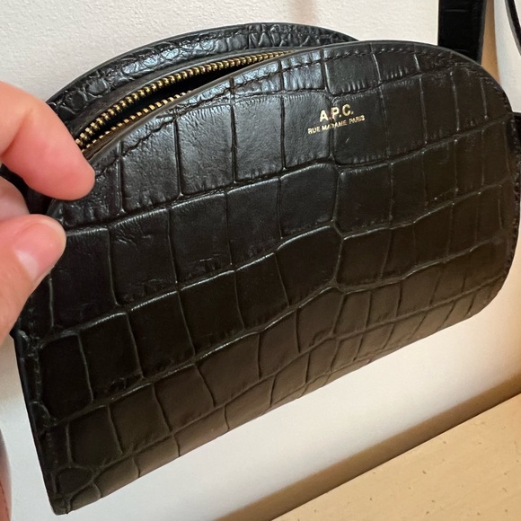 A.P.C. Black Croc-Embossed Crossbody Bag - Picture 12 of 14